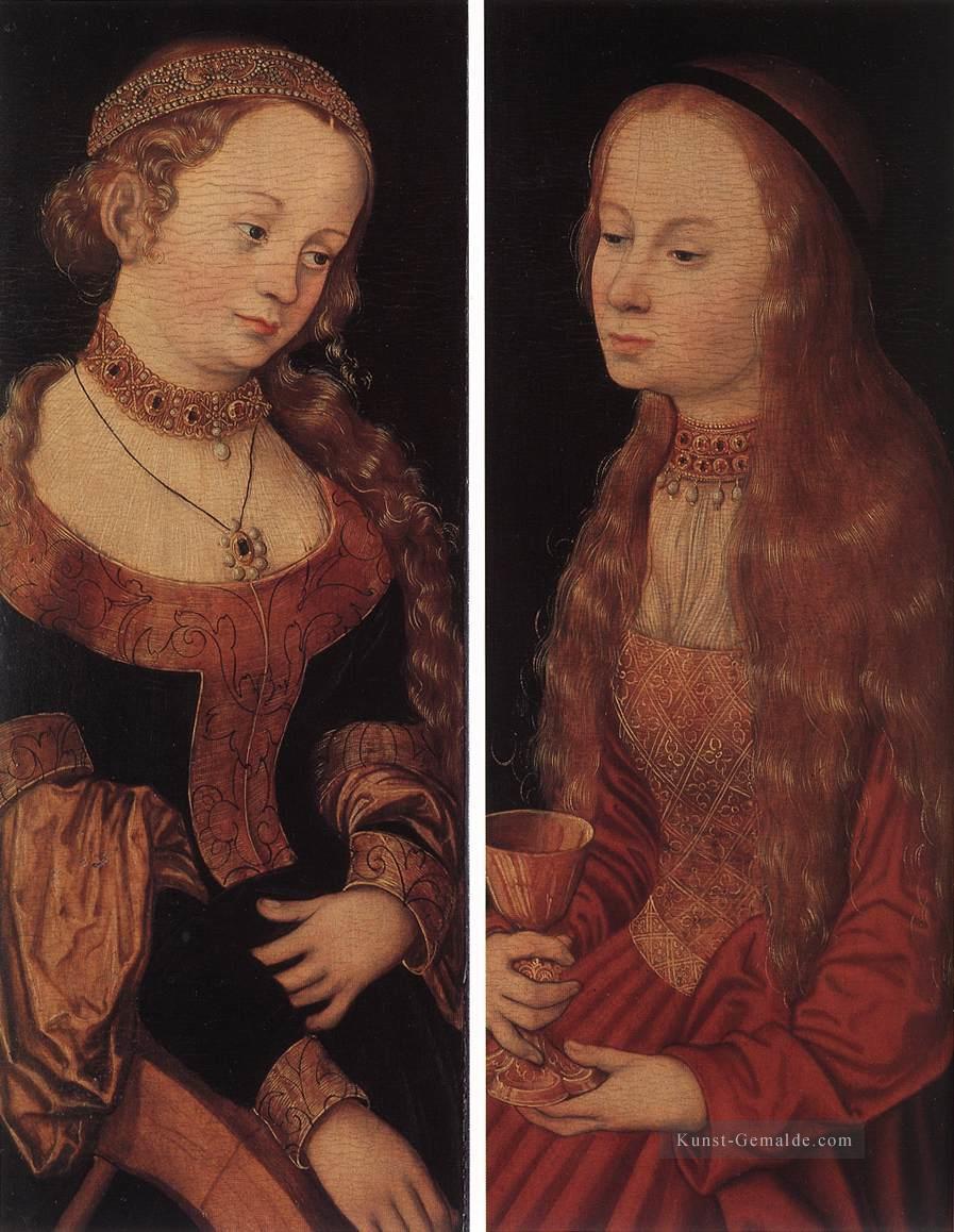 St Katharina von Alexandrien und St Barbara Renaissance Lucas Cranach der Ältere Ölgemälde
